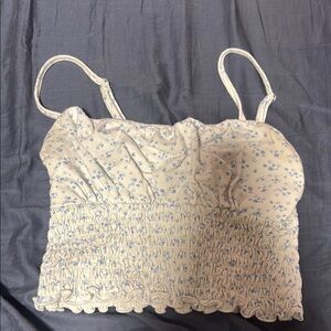 Hollister Cream Smocked Camisole Crop Top